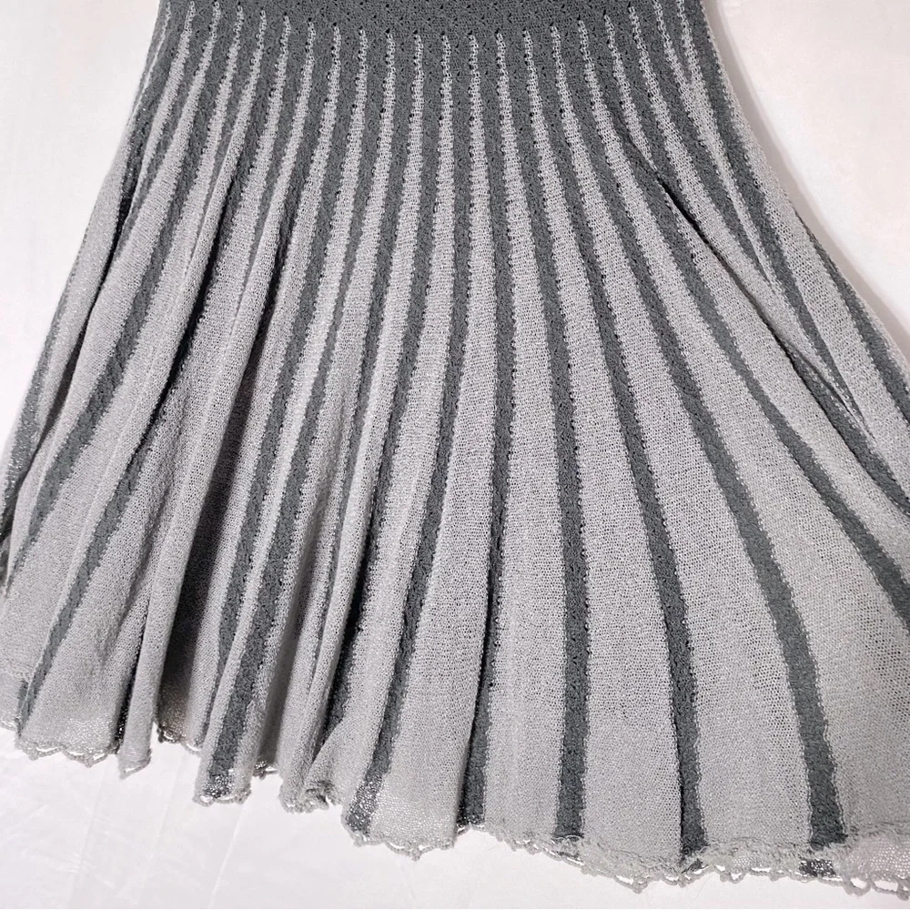 Vero Moda Grey Striped Knit Midi Skirt M Boho Fairycore Whimsigoth - Picture 6 of 14